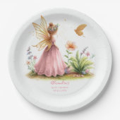 Fairy Princess verzaubert Pink Baby Girl Dusche Pappteller (Vorderseite)