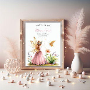Fairy Princess verzaubert Pink Baby Girl Dusche Poster