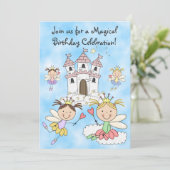Fairy Princesses and Castle Einladung zum Geburtst (Stehend Vorderseite)