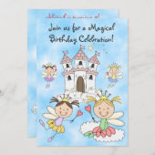 Fairy Princesses and Castle Einladung zum Geburtst (Vorne/Hinten)