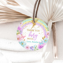 Fairy Rainbow Floral Round Gvor Label