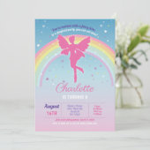 Fairy Rainbow Party Birthday Pink Magical Faires Einladung (Stehend Vorderseite)