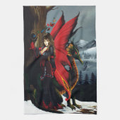 Fairy Red Dragon Fantasy Spring Geschirrtuch (Vertikal)