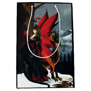 Fairy Red Dragon Fantasy Spring Mittlere Geschenktüte
