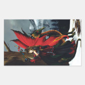 Fairy Red Dragon Fantasy Spring Rechteckiger Aufkleber (Vorderseite)