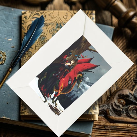 Fairy Red Dragon Fantasy Spring Rechteckiger Aufkleber