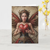 Fairy Red Heart Brambles Karte (Gelbe Blume)