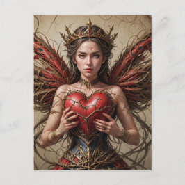 Fairy Red Heart Brambles Postkarte