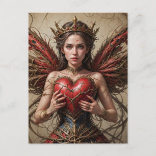 Fairy Red Heart Brambles Postkarte