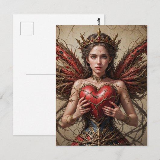 Fairy Red Heart Brambles Postkarte (Vorne/Hinten)