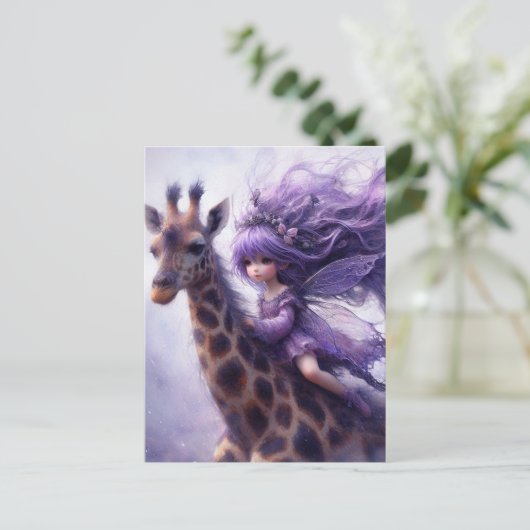Fairy Rides a Giraffe Postkarte (Stehend Vorderseite)