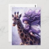 Fairy Rides a Giraffe Postkarte (Vorne/Hinten)