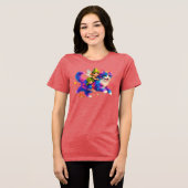 Fairy Riding Colorful Cat T-Shirt – Cute FaT-shirt Tri-Blend Shirt (Vorderseite voll)