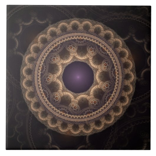 Fairy Round Fraktal Dunkle Fantasie Fliese (Vorderseite)