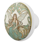 Fairy Sage Green & Gold Art Deco Nouveau Keramikknauf (Rechts)