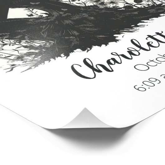 Fairy Silhouette | Birth Stats Poster (Ecke)