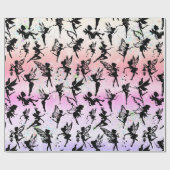 Fairy Silhouette Muster Funkelnd Rainbow Girly Geschenkpapier (Flach)