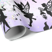 Fairy Silhouette Muster Funkelnd Rainbow Girly Geschenkpapier (Rolleneckpunkt)