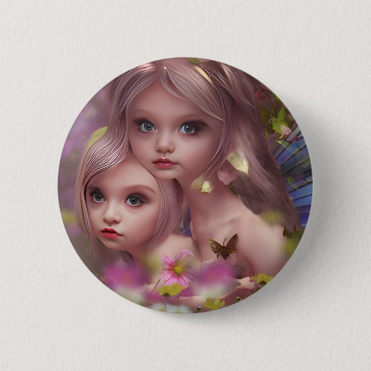 Fairy Sisters Unter den Blume im Wald Button (Vorderseite)
