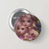Fairy Sisters Unter den Blume im Wald Button (Vorne & Hinten)