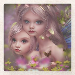 Fairy Sisters Unter den Blume im Wald Glasuntersetzer