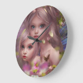 Fairy Sisters Unter den Blume im Wald Große Wanduhr (Winkel)
