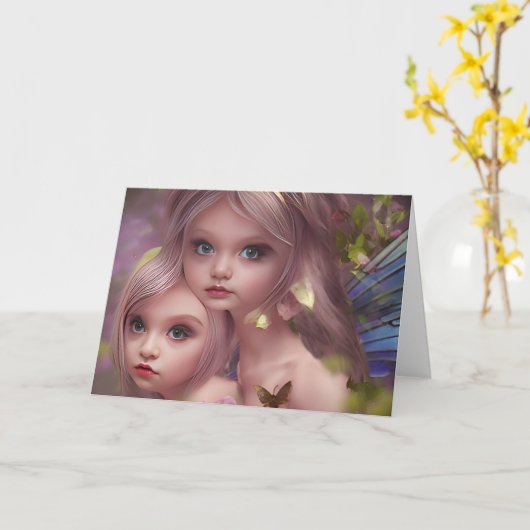 Fairy Sisters Unter den Blume im Wald Karte (Gelbe Blume)