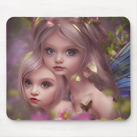 Fairy Sisters Unter den Blume im Wald Mousepad (Vorne)