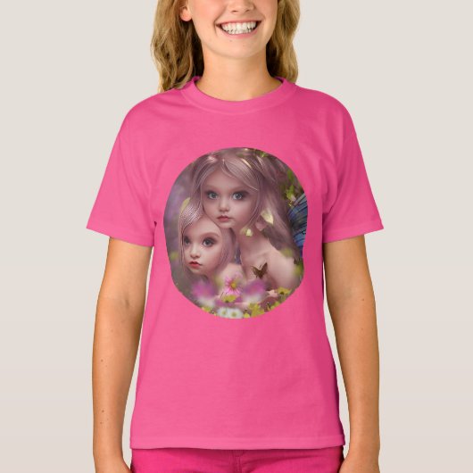Fairy Sisters Unter den Blume im Wald T-Shirt (Vorderseite)