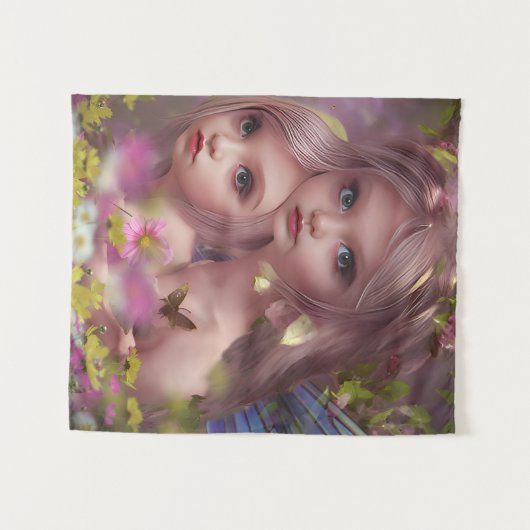 Fairy Sisters Unter den Blume im Wald Wandteppich (Vorderseite (Horizontal))