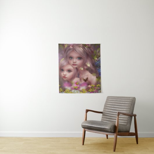 Fairy Sisters Unter den Blume im Wald Wandteppich (Beispiel)