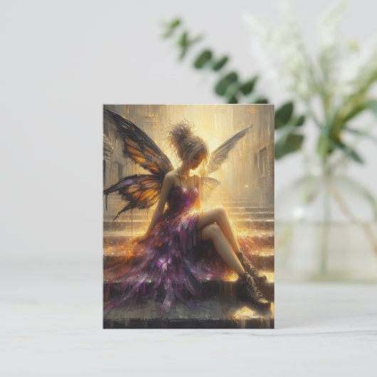Fairy Sitting auf Schritten Postkarte (Stehend Vorderseite)