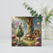 Fairy sitzt auf einer Artichoke Magical Illutratio Karte (Stehend Vorderseite)