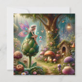 Fairy sitzt auf einer Artichoke Magical Illutratio Karte (Vorderseite)