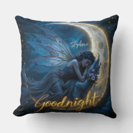 Fairy Sleeping on Crescent Moon Goodnight Kissen