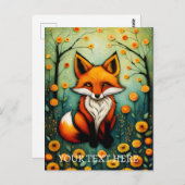 Fairy Spring farbenfrohe Blumenfoxmalerei Postkarte (Vorne/Hinten)