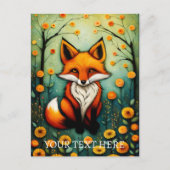 Fairy Spring farbenfrohe Blumenfoxmalerei Postkarte (Vorderseite)