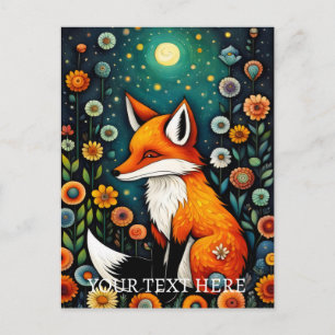 Fairy Spring Floral Fox Malerei Postkarte