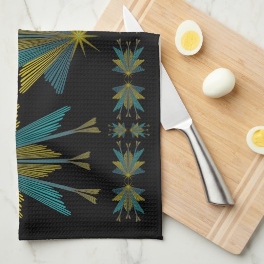 Fairy Stars Black Kitchtuch Geschirrtuch (Viertel Falte)