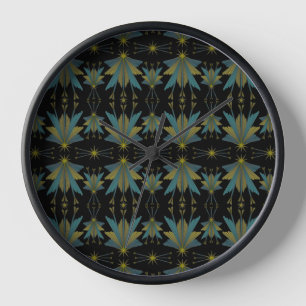 Fairy Stars Black Wood Gerahmte Uhr