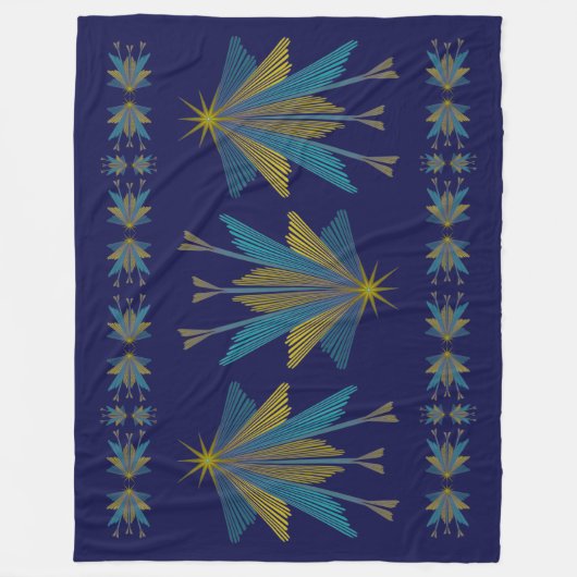 Fairy Stars Large Navy Fleece Blanket (Vorderseite)
