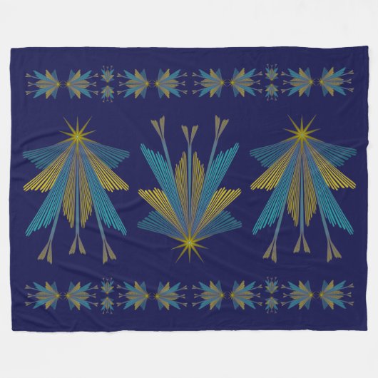 Fairy Stars Large Navy Fleece Blanket (Vorderseite (Horizontal))