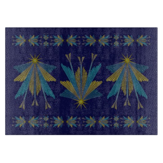 Fairy Stars Navy Glass Cutting Board 11.5x8 Schneidebrett (Vorderseite)