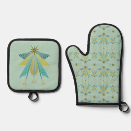 Fairy Stars Pistachio Ofenhandschuh & Topflappen-Set