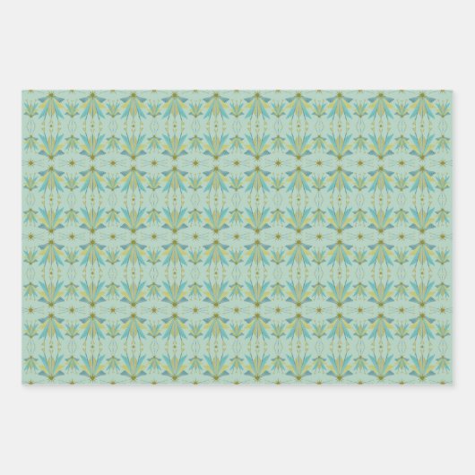 Fairy Stars Pistachio Wrapping Paper Geschenkpapier Set (Vorderseite)