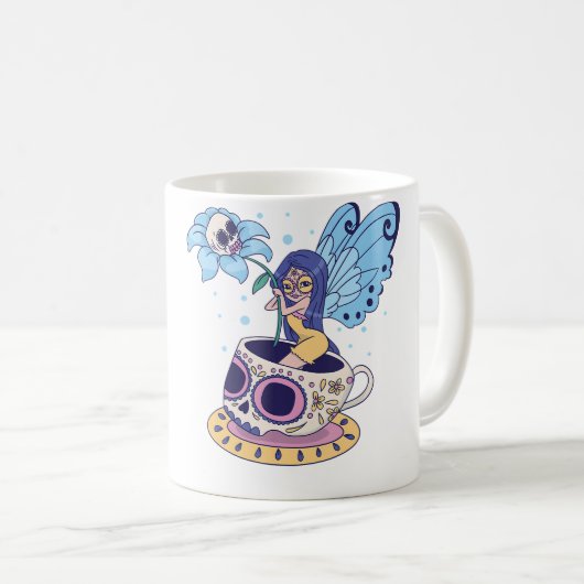 Fairy Sugar Skull Mug Butterfly Tea Pot Witch Magi Kaffeetasse (VorderseiteRechts)