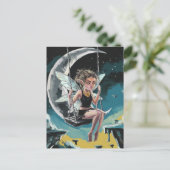 Fairy Swinging vom Mond Postkarte (Stehend Vorderseite)