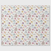 Fairy Tale Birthday Watercolor Muster Geschenkpapier (Flach)