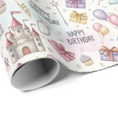 Fairy Tale Birthday Watercolor Muster Geschenkpapier (Rolleneckpunkt)