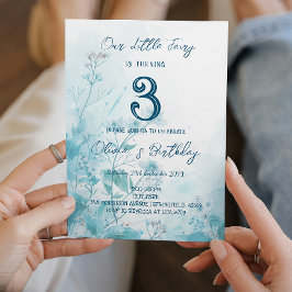 Fairy Tale Blue Flowers Kinder Geburtstagsparty Einladung